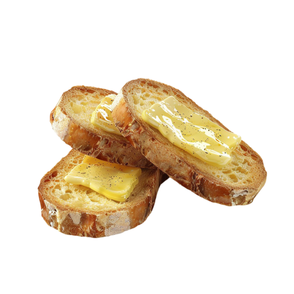 Piece of Bread with Butter on Transparent Background png