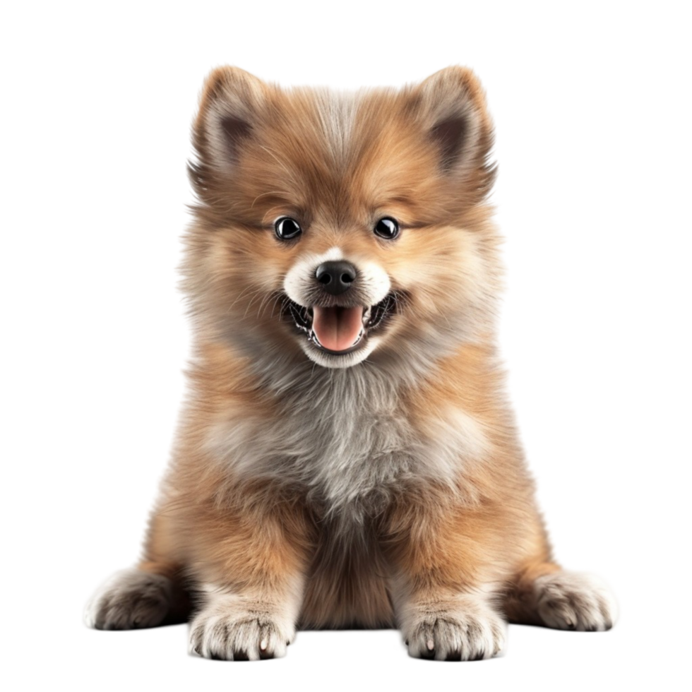 Pomeranian Puppy Sitting on the Floor AI-Generative png