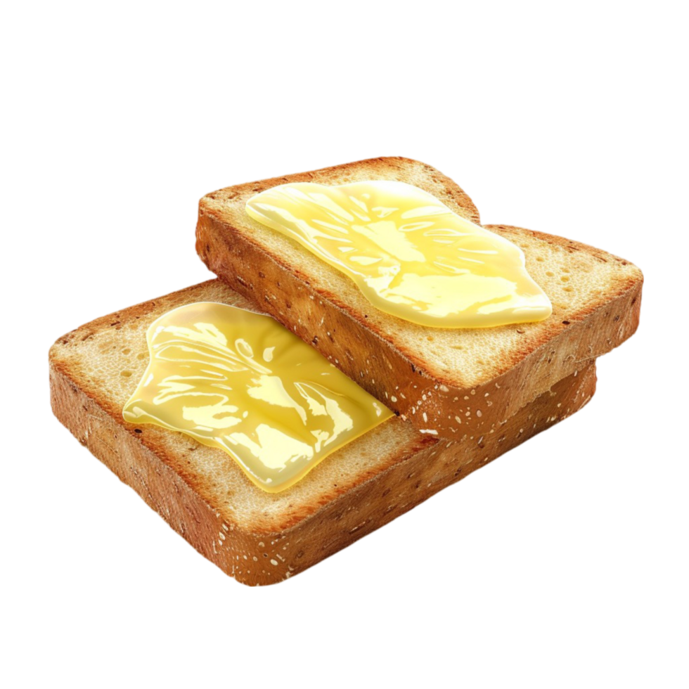 Two Slices of Bread with Butter on Them on Transparent Background png