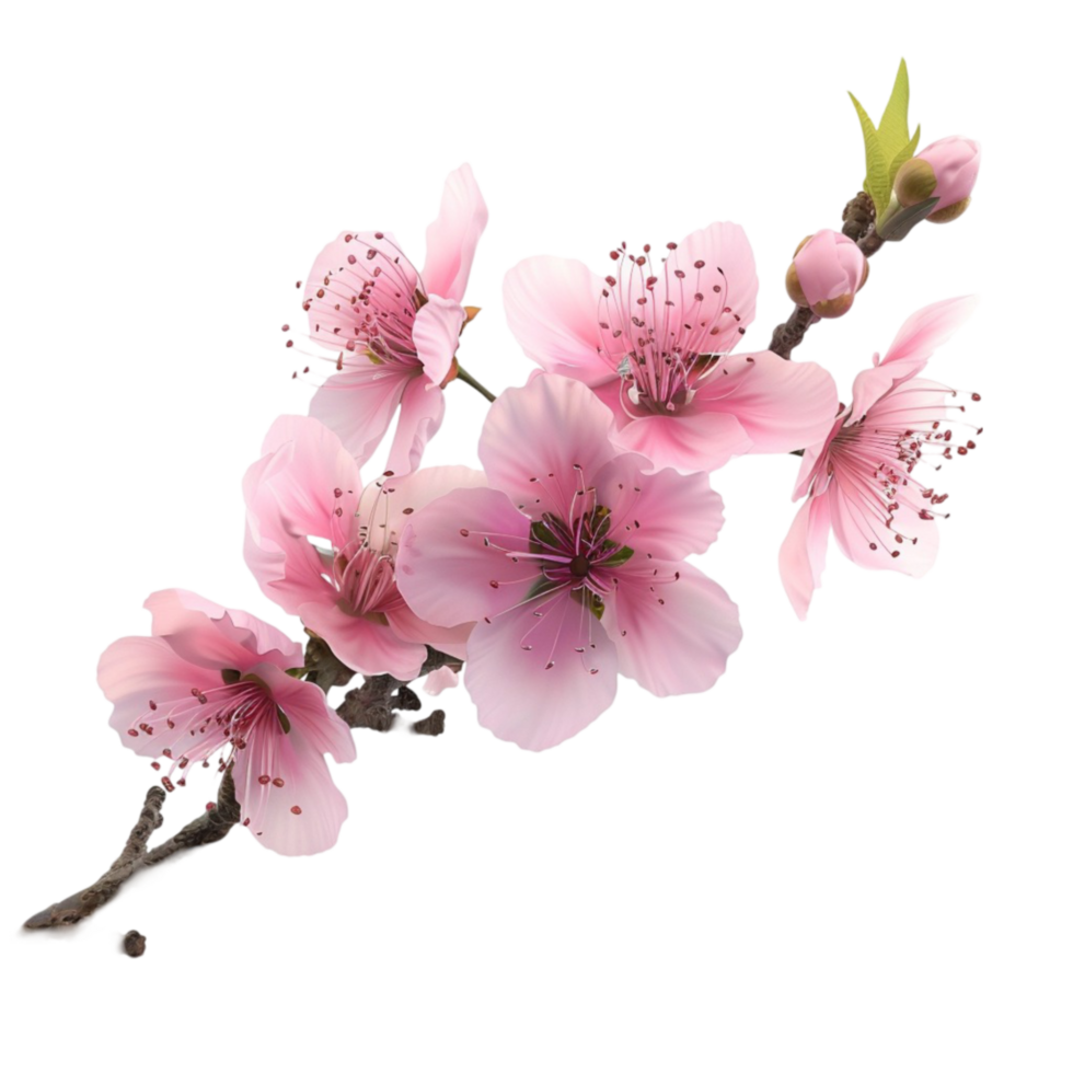 Pink Flowers on a Branch with AI-Generative png