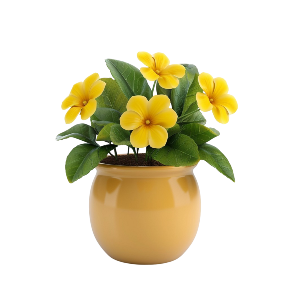 Yellow Flowers in a Pot AI-Generative png