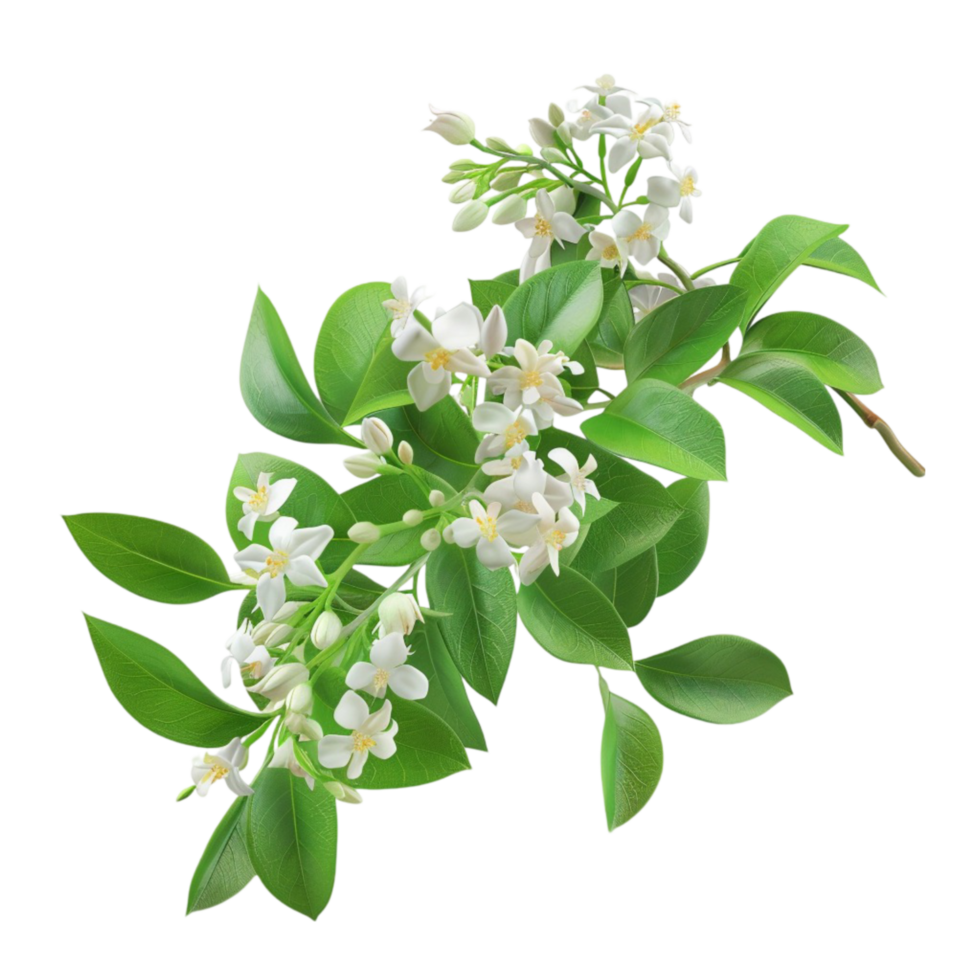Illustration of Branch of White Flowers on Transparent Background png