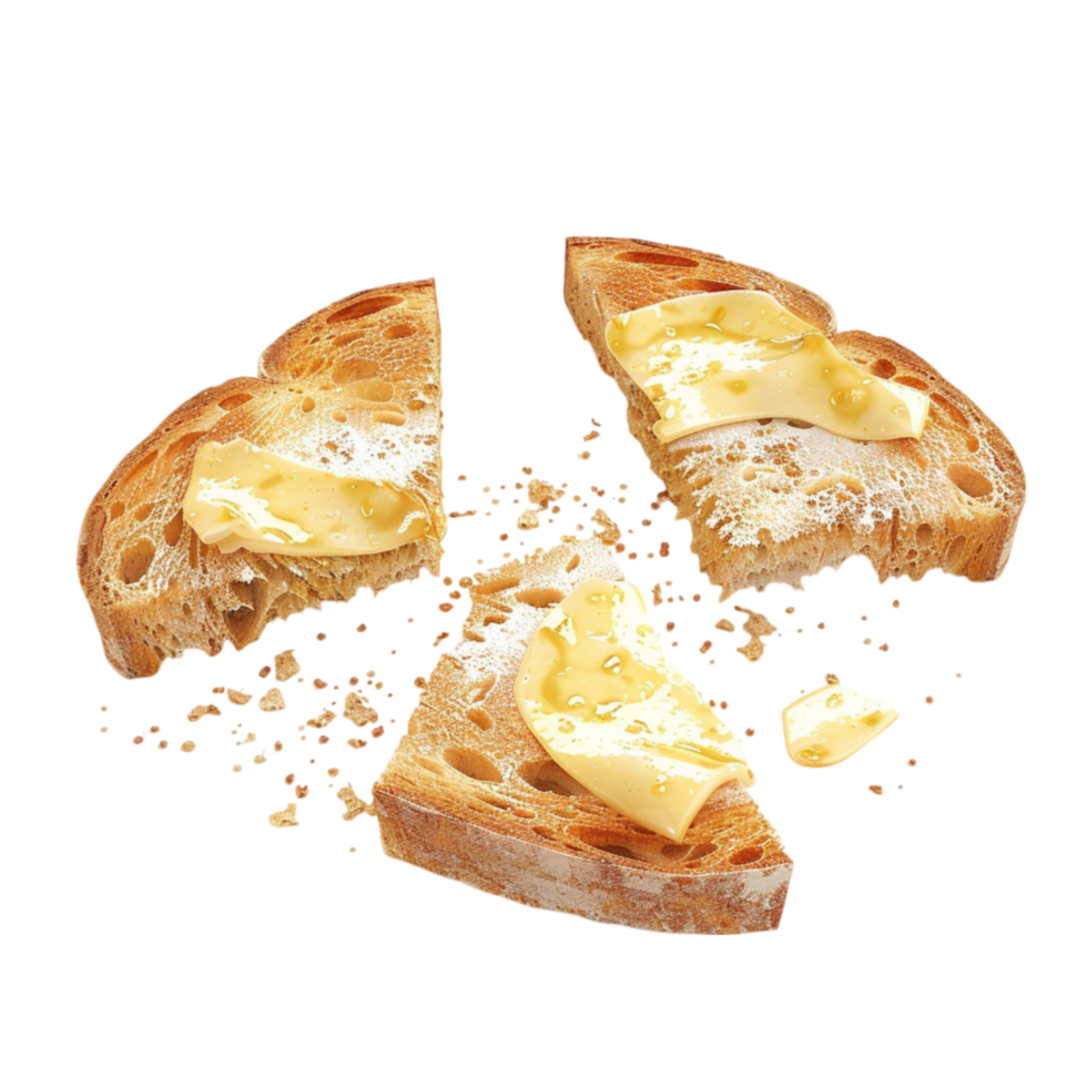 Butter on Toast Sliced Bread on Transparent Background png