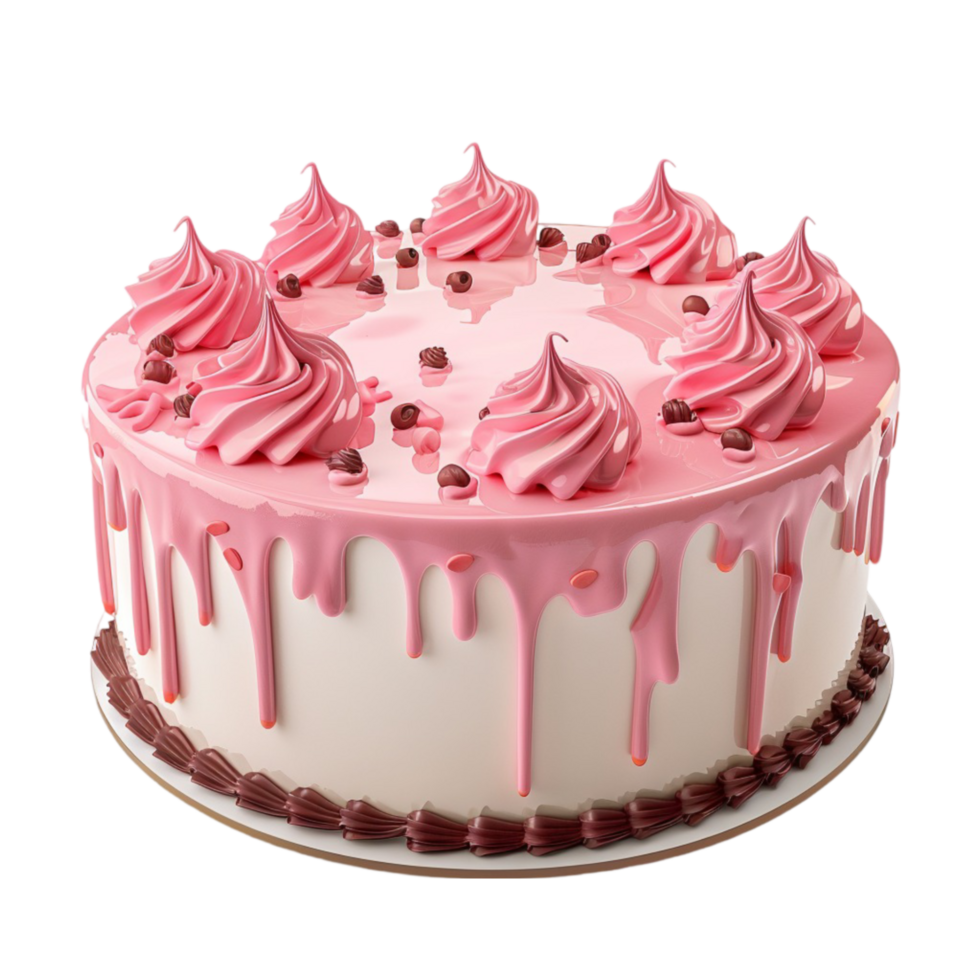 Cake With Pink Icing On Top AI-Generative png