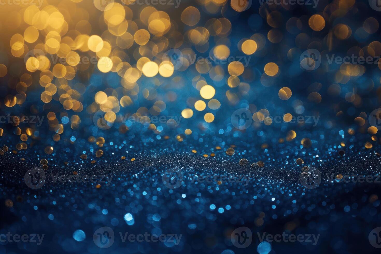 Glittering blue and gold bokeh background photo