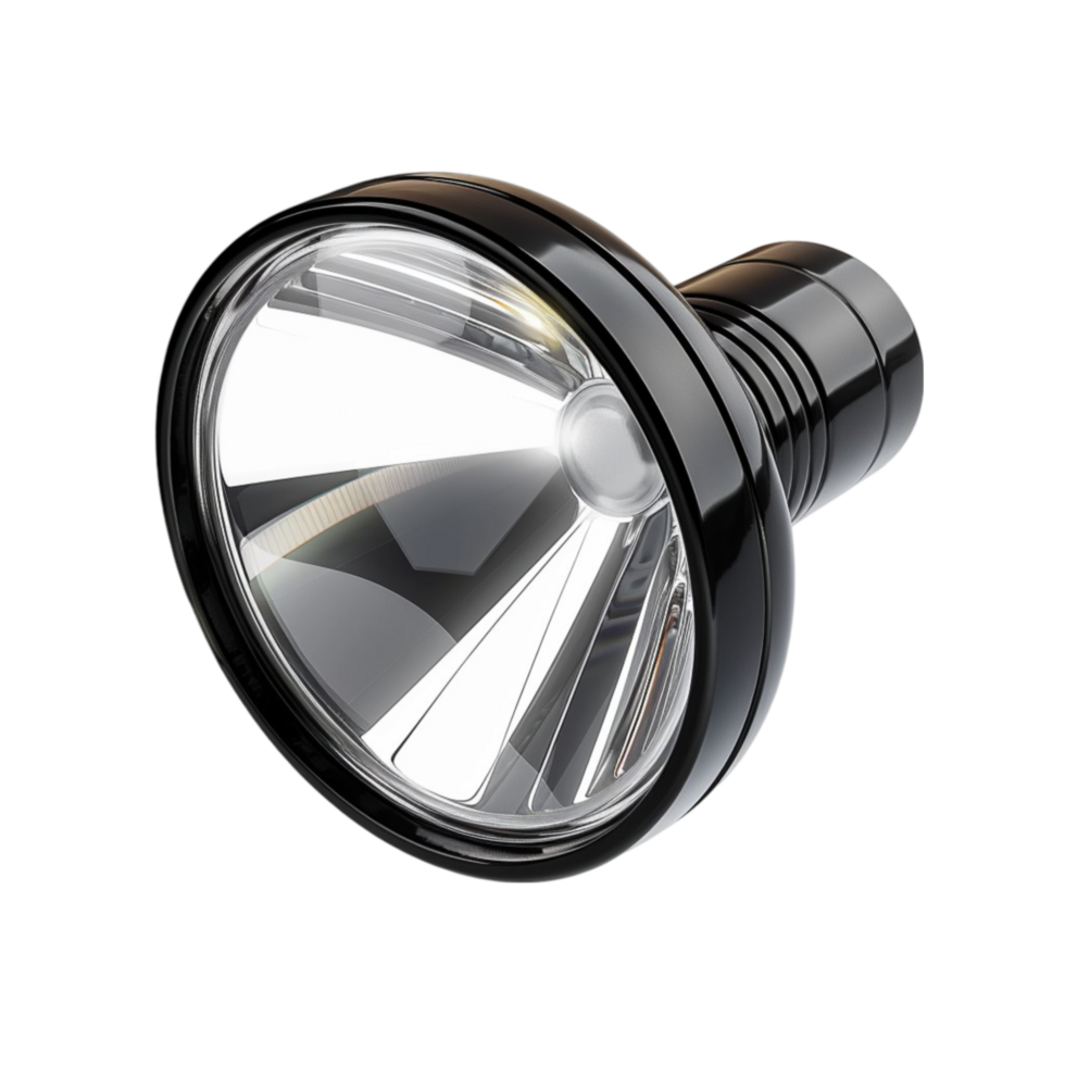 Hand holding a big LED torch isolated on white background png
