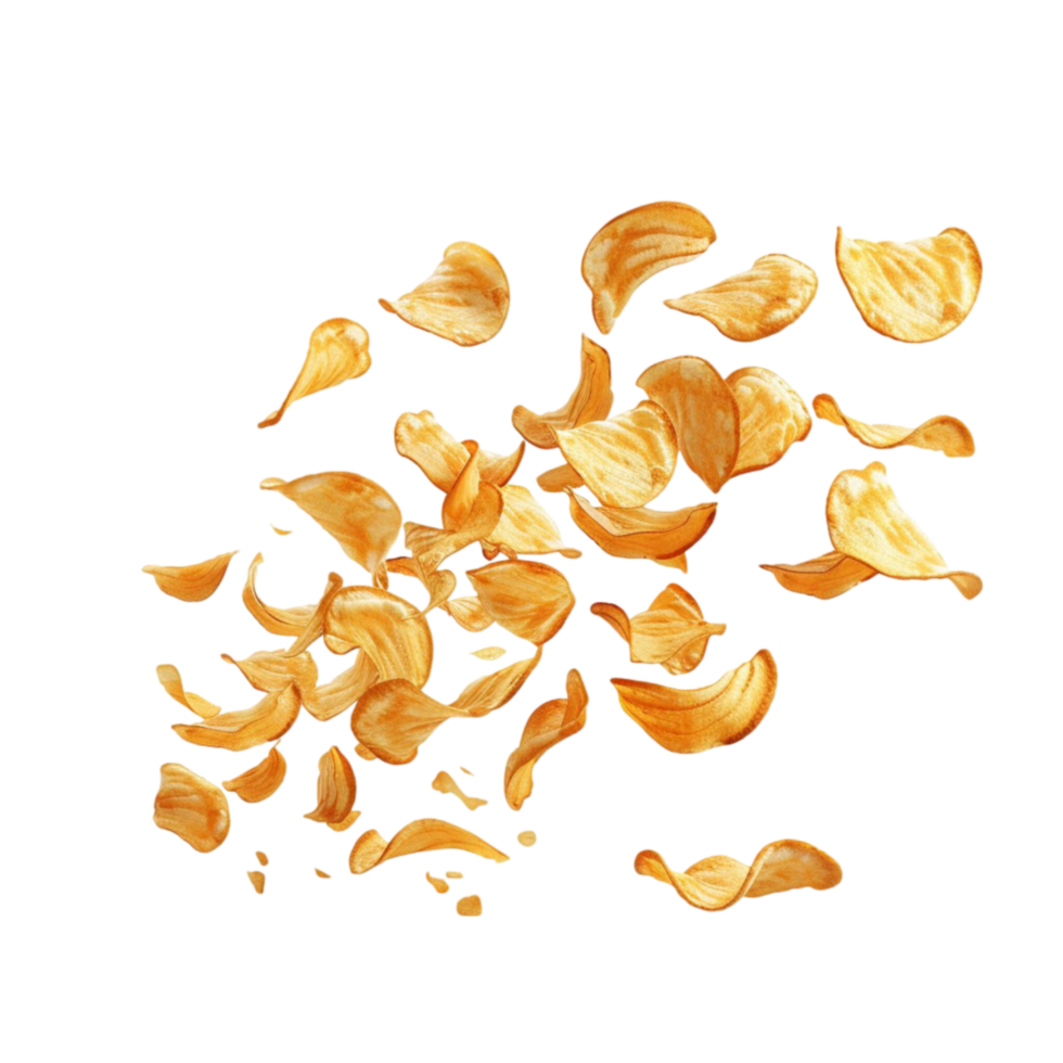 Potato Chips Falling on Transparent Background png