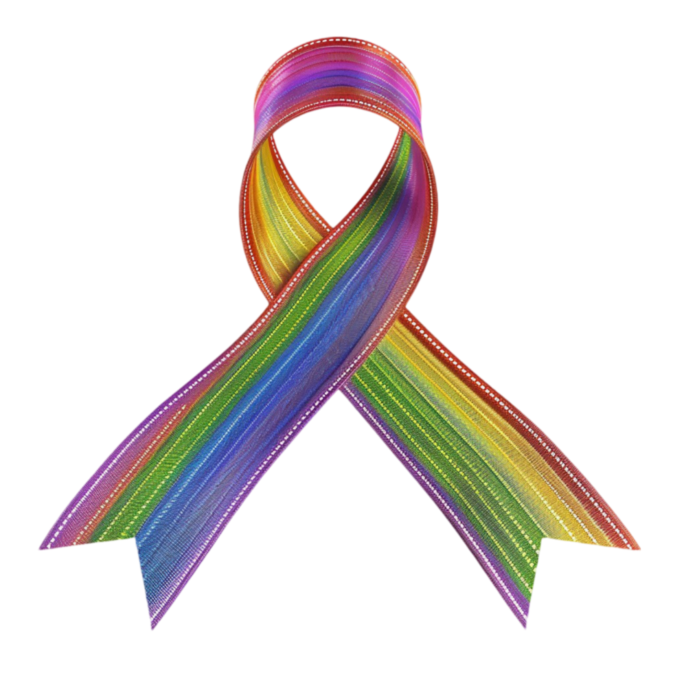 Colourful Ribbon Pride Day Rendering on Transparent Background png