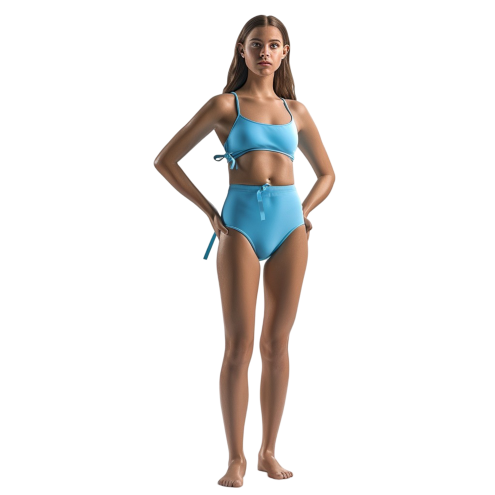 A Woman in a Blue Bikini with Her Hands on Her Hips on Transparent Background png