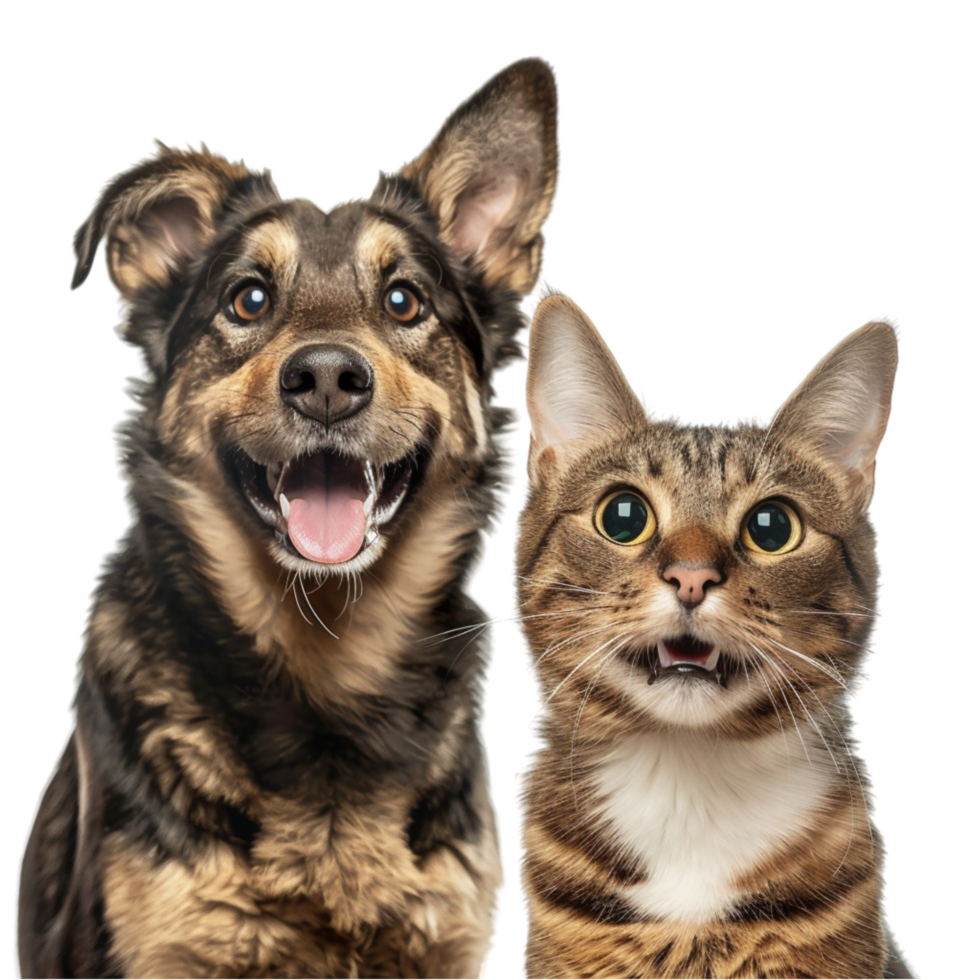Portrait of a Dog and a Cat Looking at the Camera in Front of a Transparent Background png
