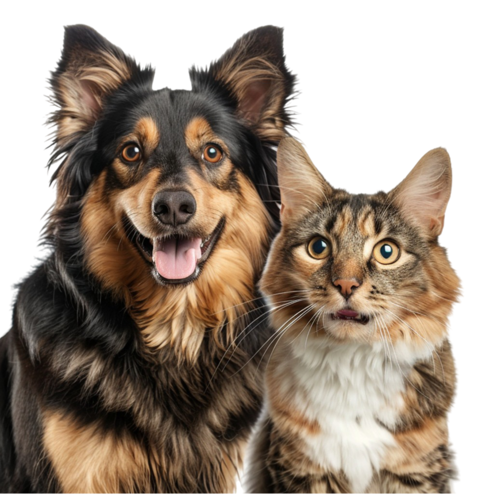 Dog and Cat Standing Next to Each Other on Transparent Background png