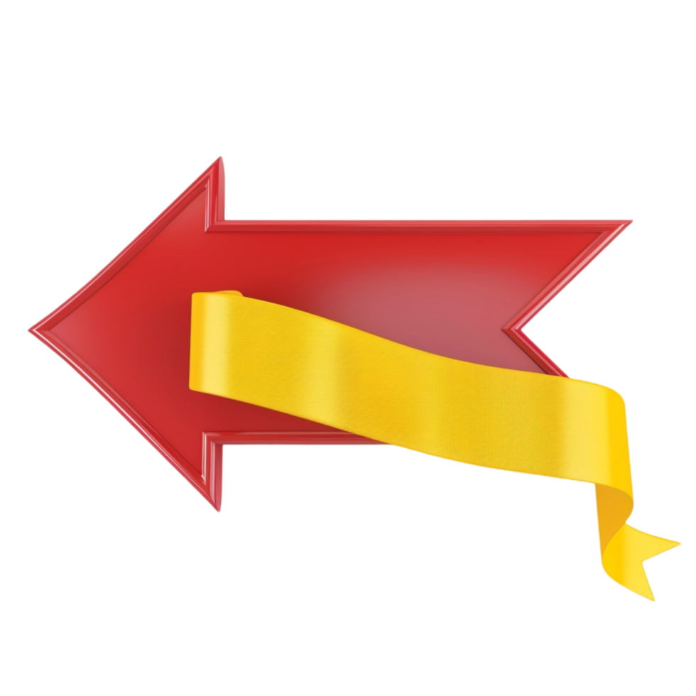 Red Arrow with Yellow Ribbon on Transparent Background png