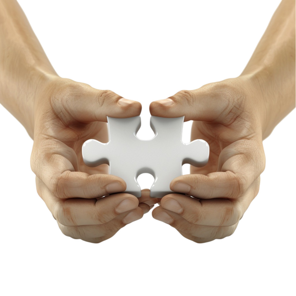 Woman hands holding part of puzzle game National mock up on white isolated background png