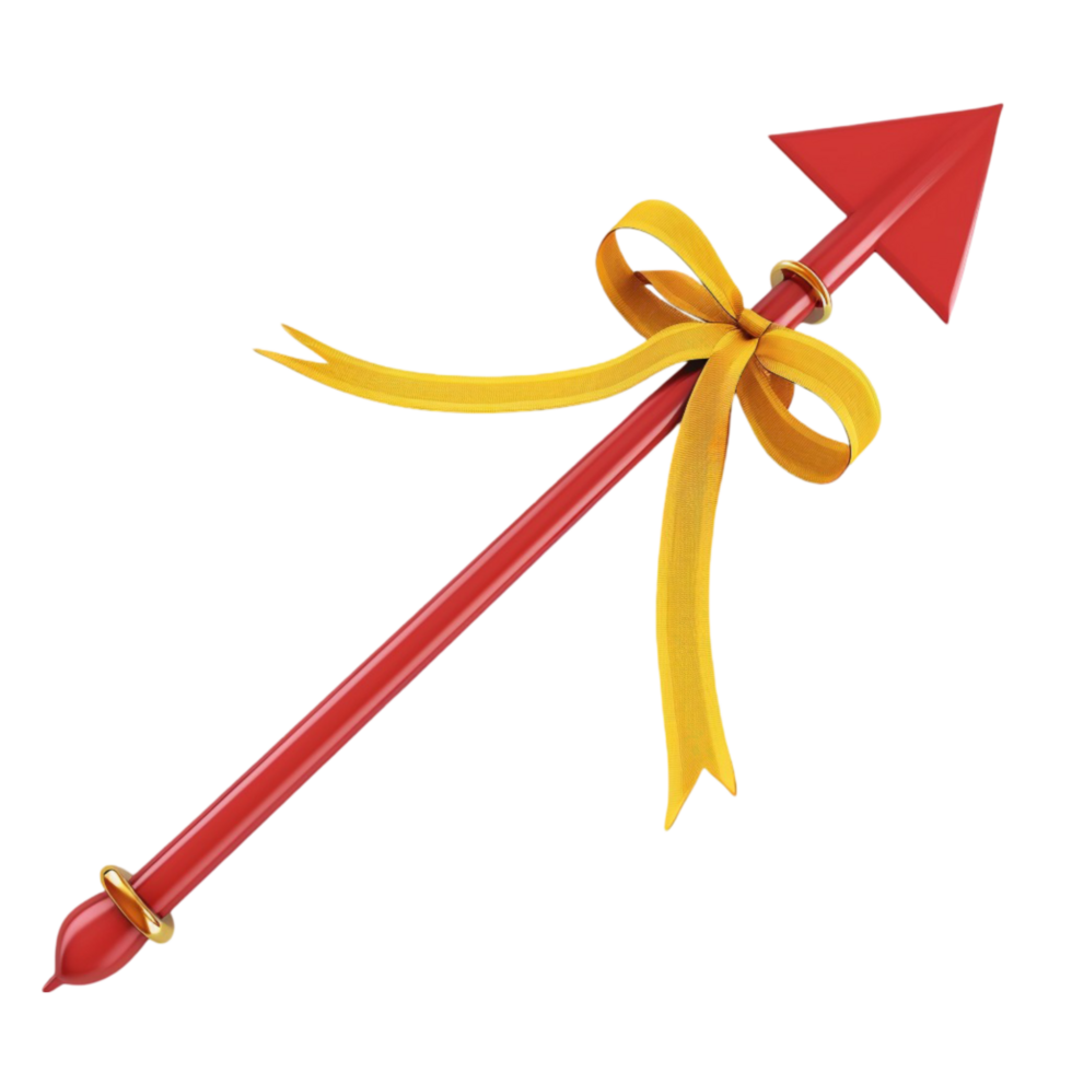 Red Arrow with Yellow Ribbon on Transparent Background png