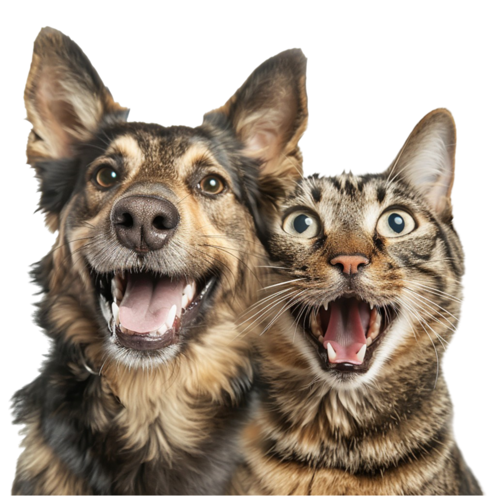 A Dog and a Cat Looking at the Camera On Transparent Background png