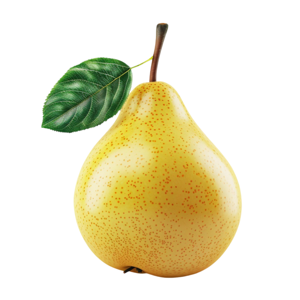 Pear with Leaves on Transparent Background Genereted AI png