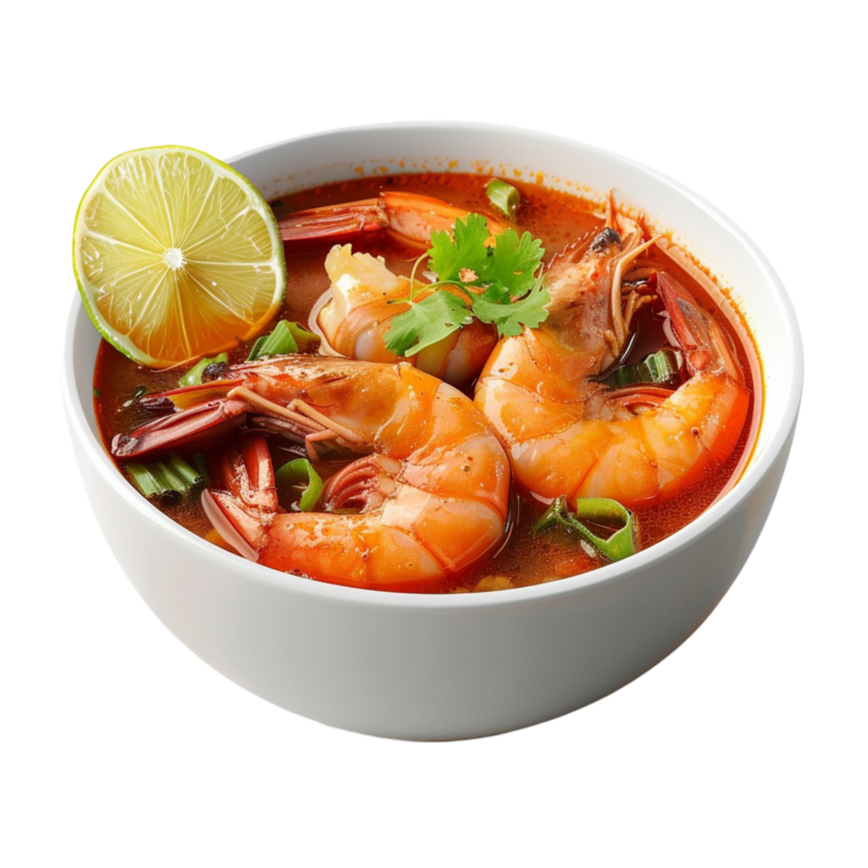 Shrimp Soup with Lime and Cilantro On Transparent Background png