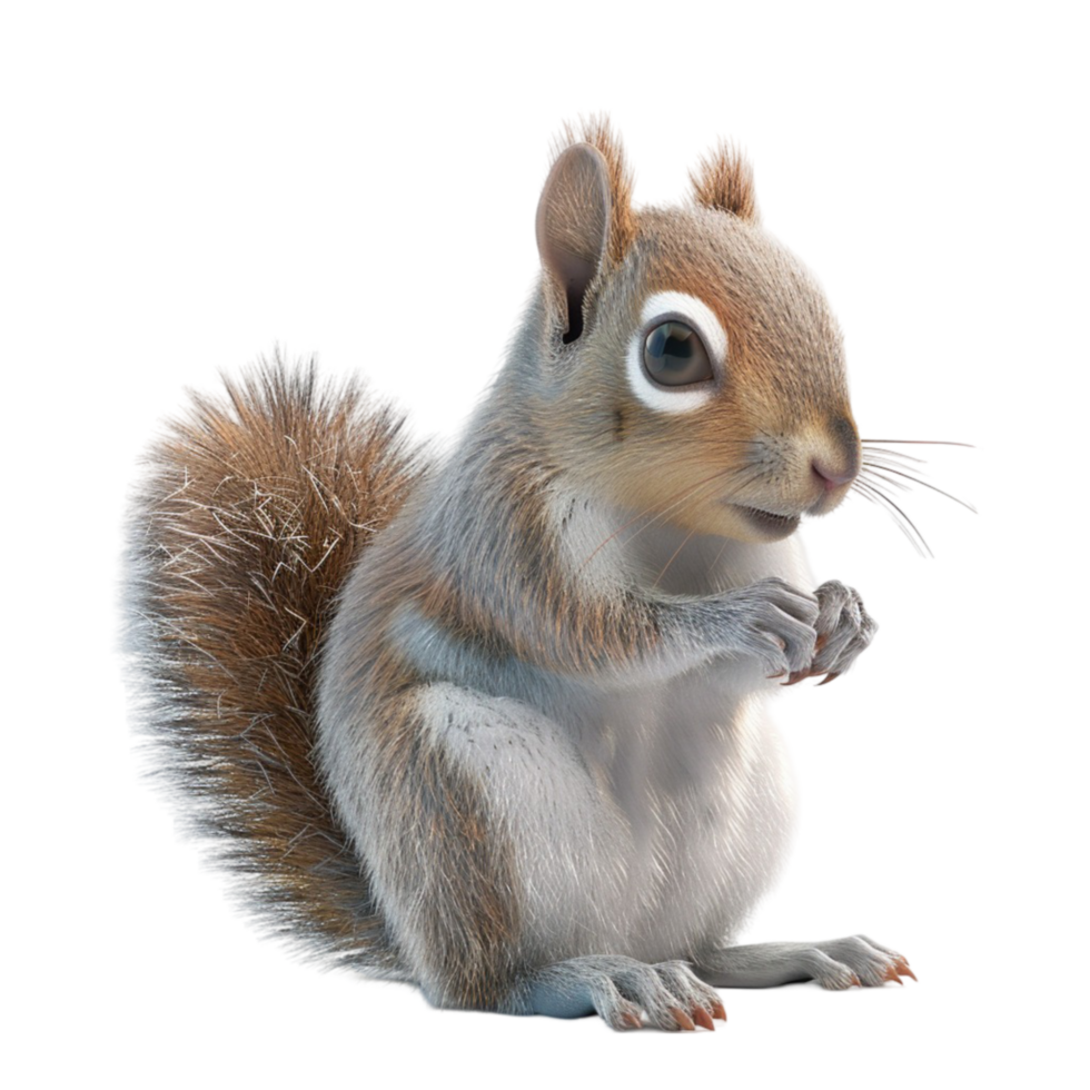 Cartoon Squirrel Sitting on Ground Genereted AI png