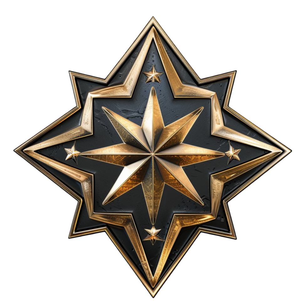 Gold Star with Stars, Transparent Background png