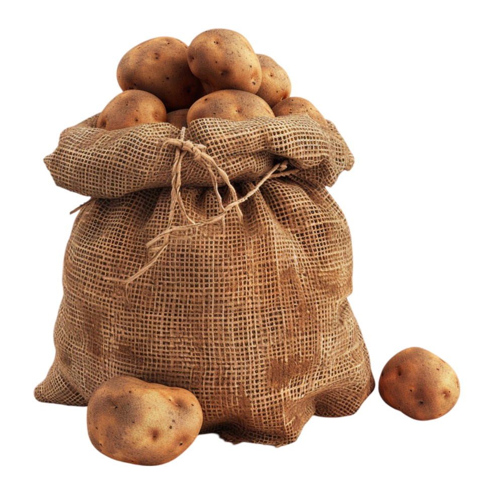 Potatoes in a Sack on a White Background Genereted AI png