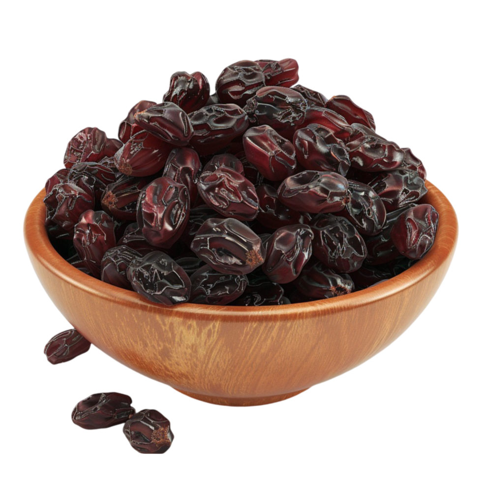 Dried Raisins in a Bowl on Transparent Background png
