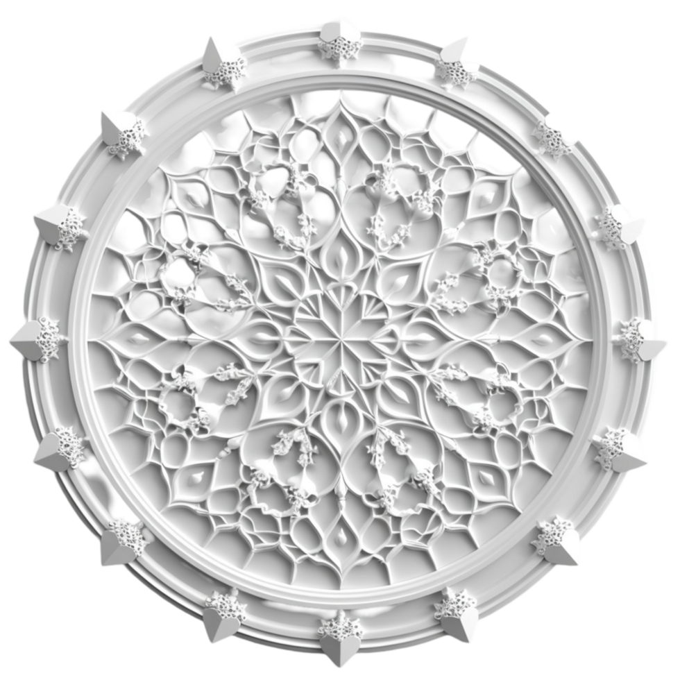 Islamic Decorative Pattern White Image On Transparent Background. png