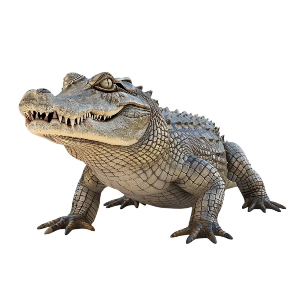 An alligator is standing on a white background Genereted AI png