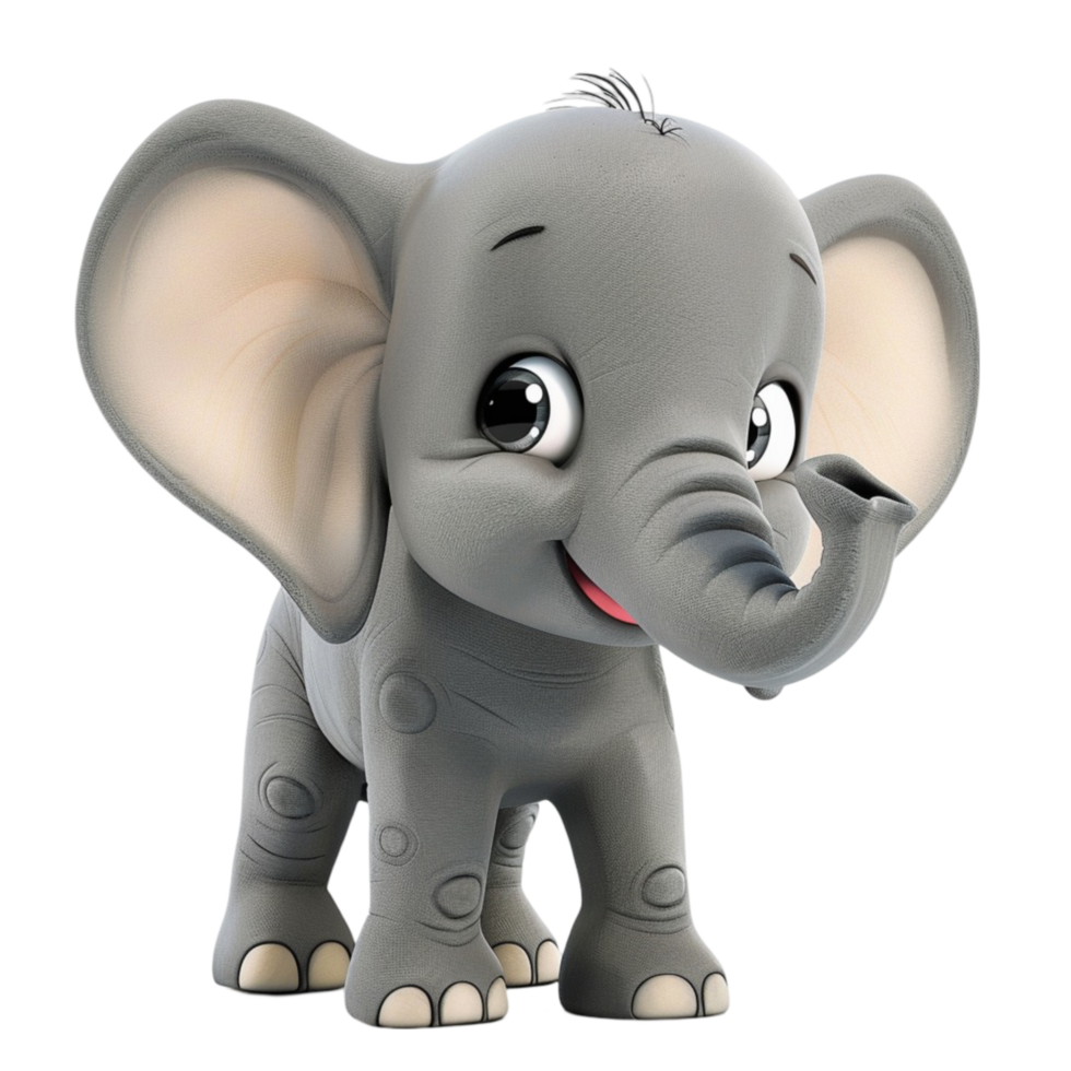 Elephant with Big Ears and a Big Smile On Transparent Background. Genereted AI png