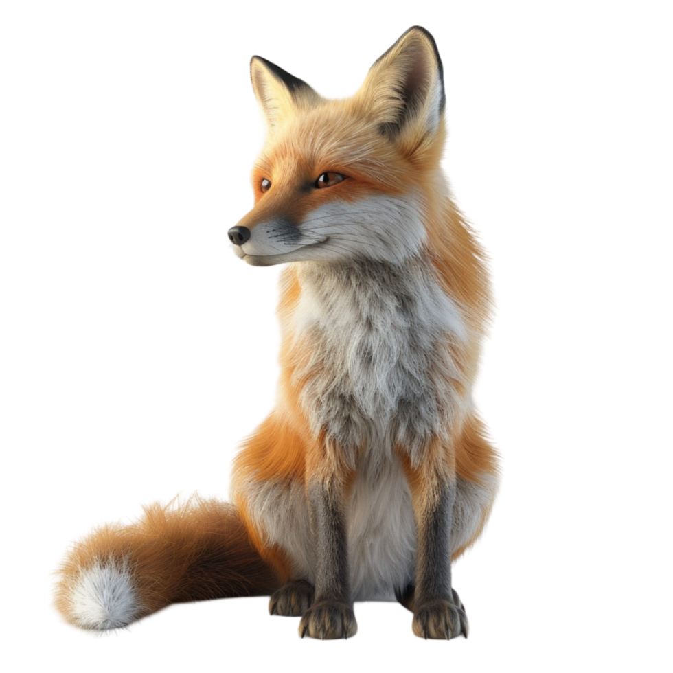 Fox Sitting on White Background Genereted AI png
