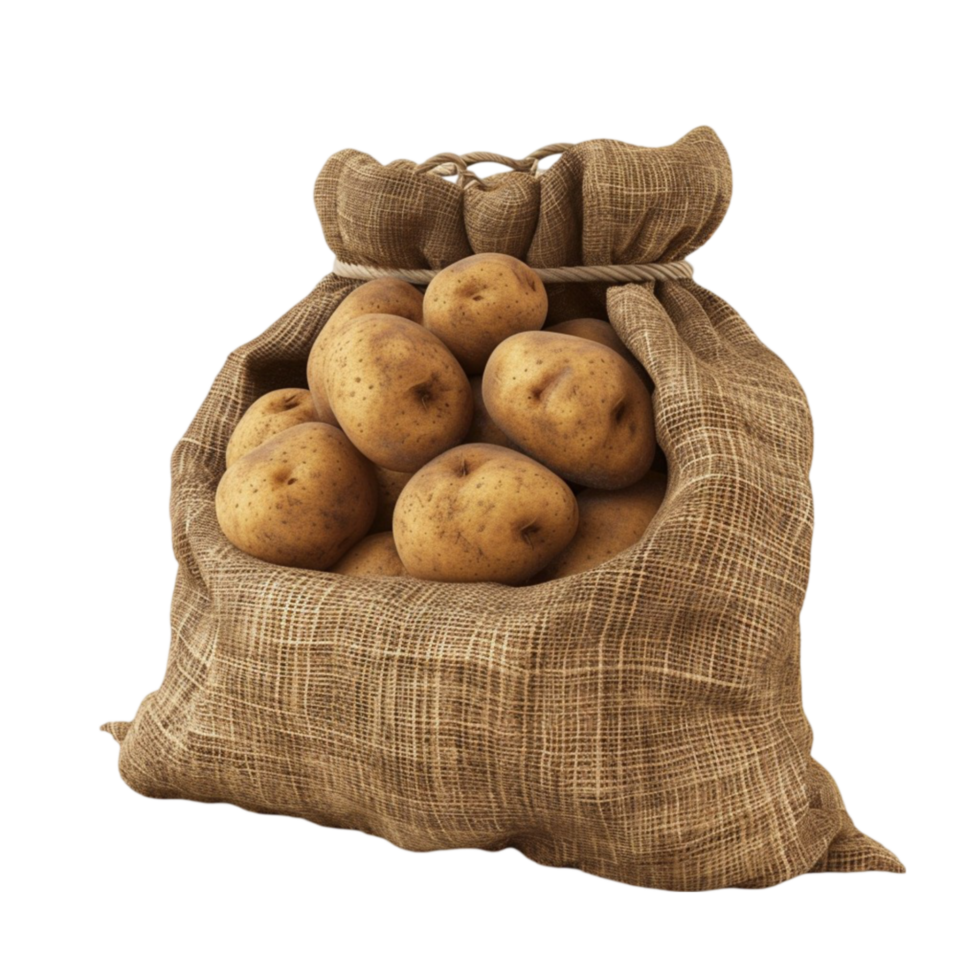Potatoes in a Sack on a White Background Genereted AI png