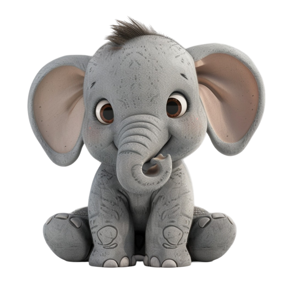 Elephant Cartoon On Transparent Background. Genereted AI png