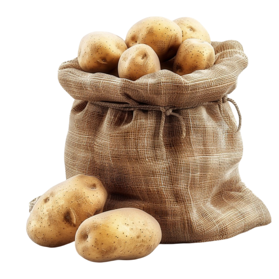 Potatoes in Sack on Transparent Background Genereted AI png
