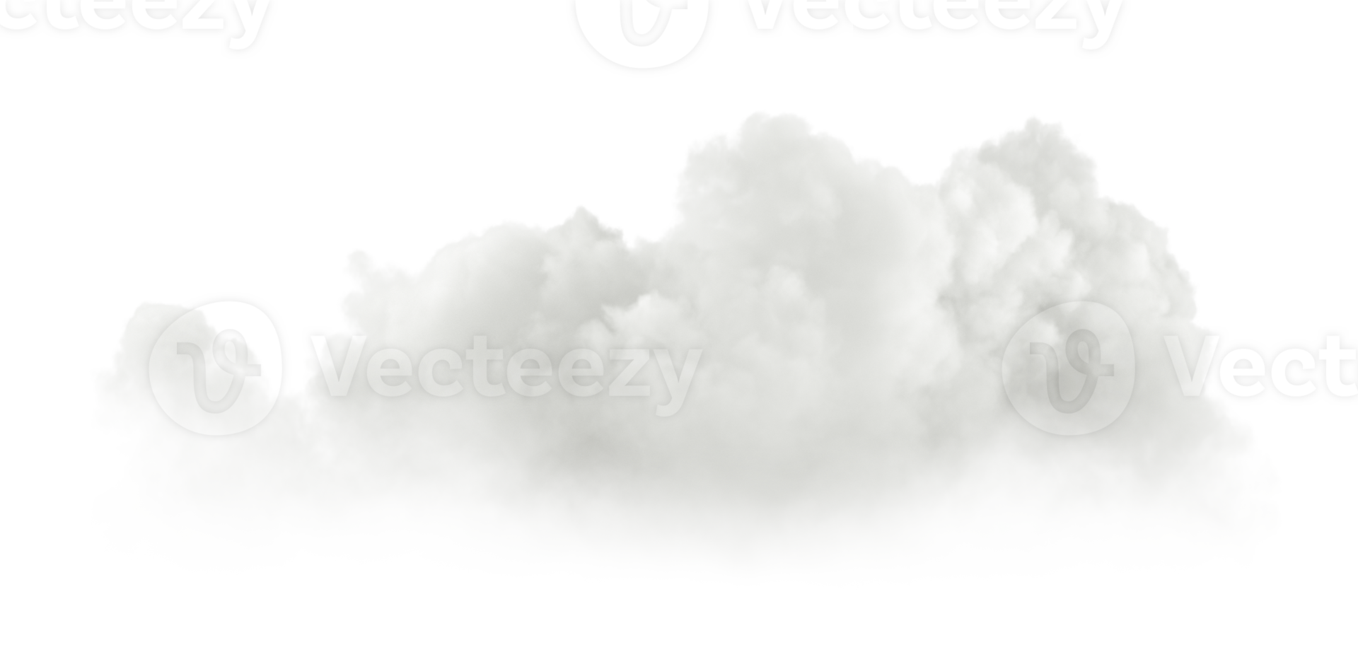 Realistic white clear soft cloud on transparent backgrounds 3d render png
