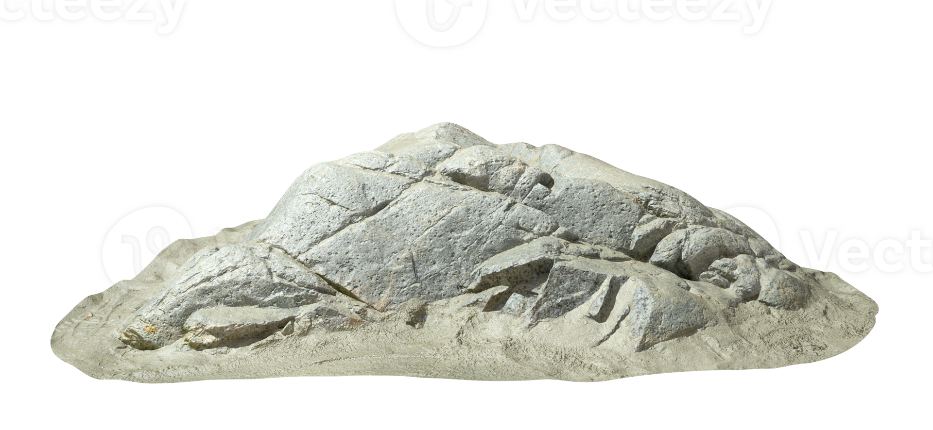 Landscape real rock on sand ground transparent backgrounds 3d render file png