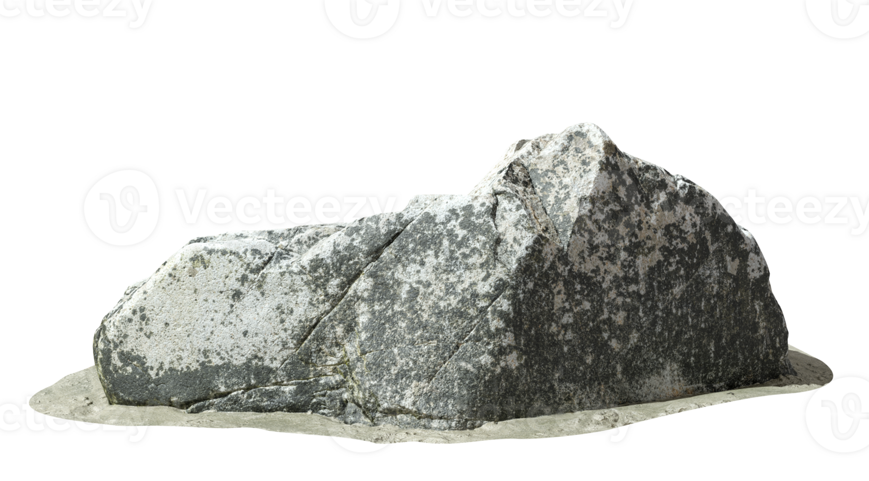 Cutout heavy realistic rock stone 3d render png