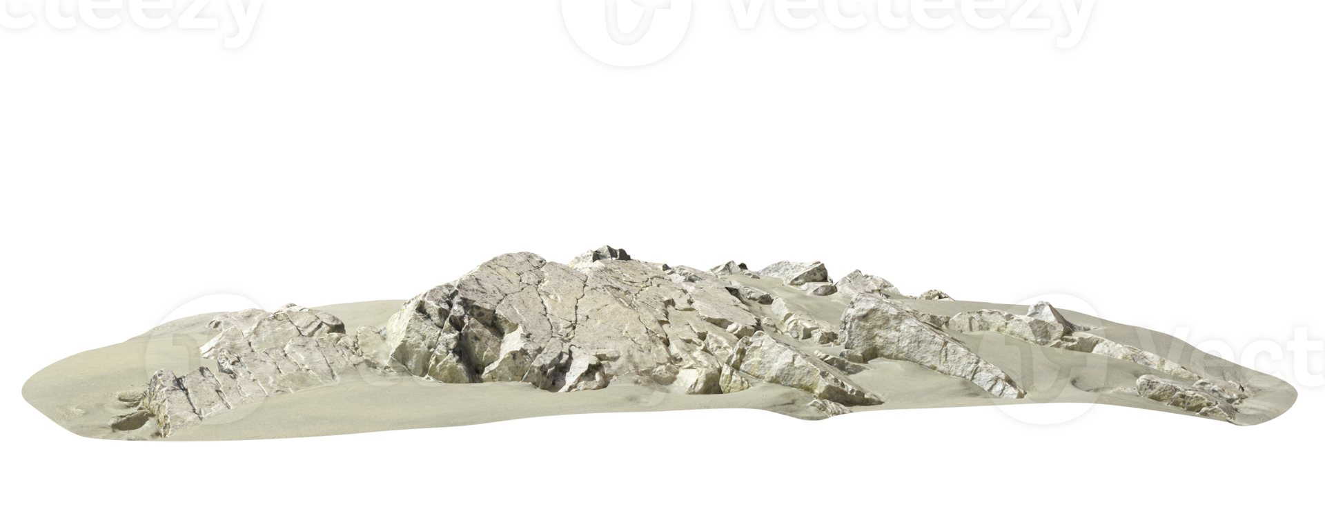 Natural rock lined horizontal panorama cutout backgrounds 3d render png