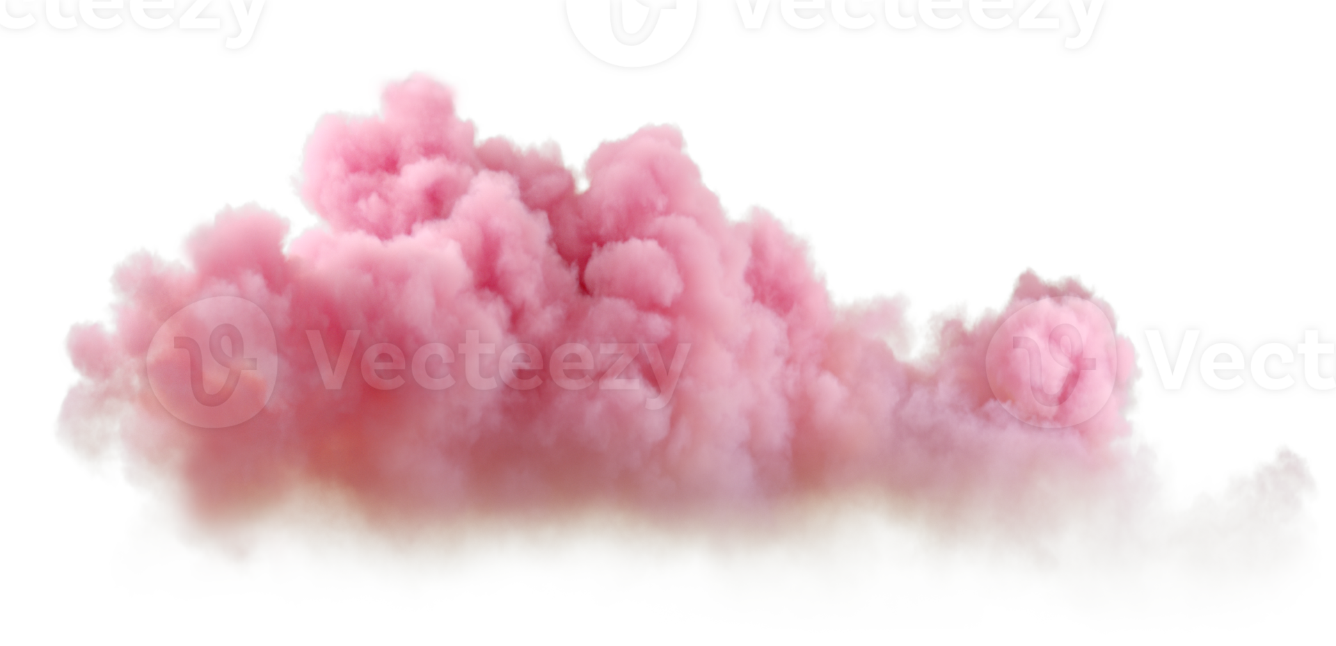 Realistic soft evening pink pastel clouds on transparent backgrounds 3d render png