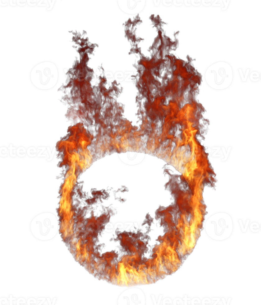 Ring shapes fire flames cut out transparent backgrounds effect 3d render png