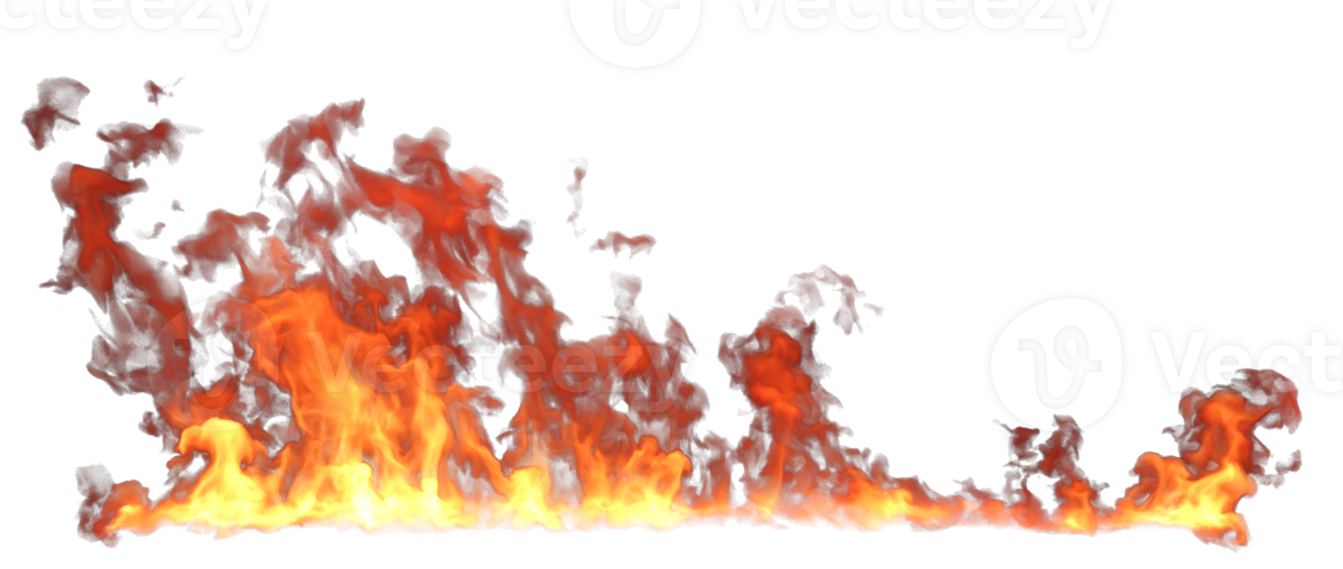 Isolate realistic fire flare row on transparent backgrounds specials effect 3d render png