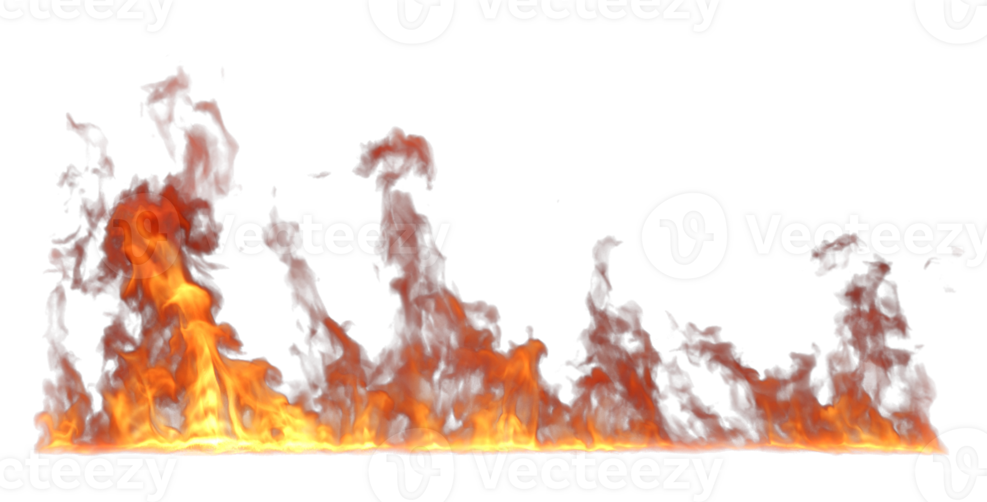 Cutout realistic fire blaze burn lined on transparent backgrounds 3d render png