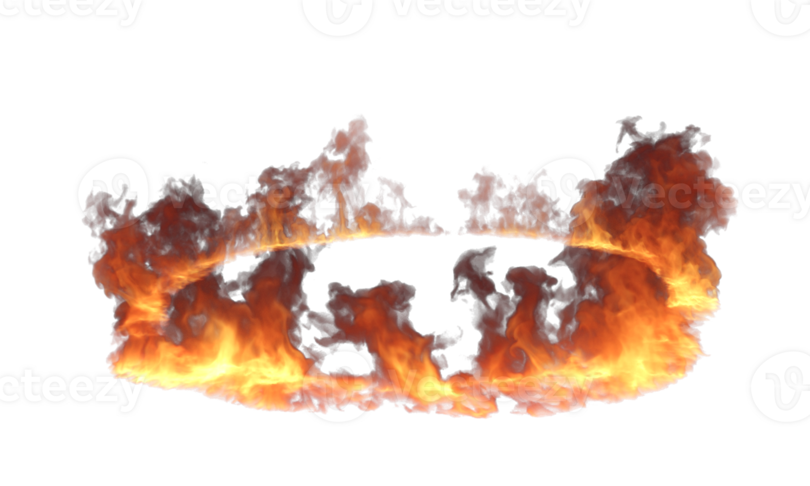 Isolate ring of fire flames on floor realistic cutout backgrounds 3d rendering png