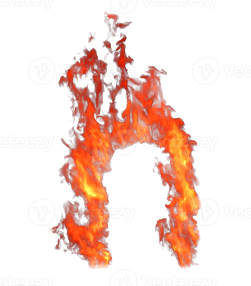Fire flames border frame doors and window shapes on transparent backgrounds 3d render png