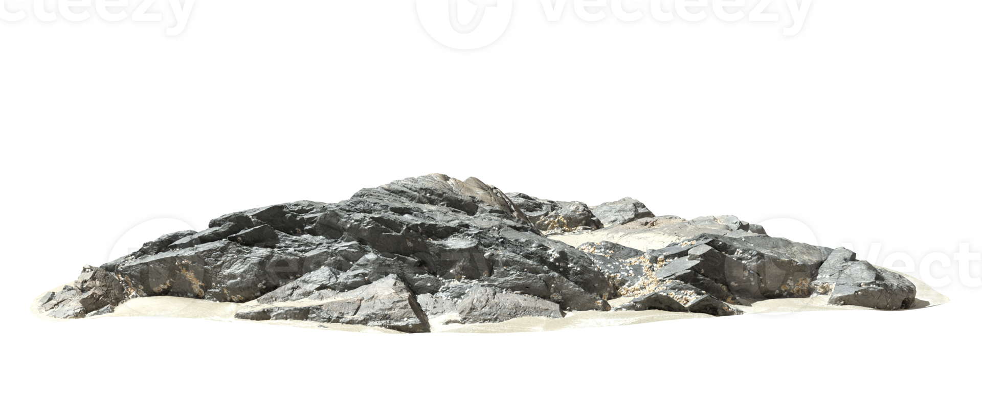 Reef rock beaches on sand seascape transparent backgrounds 3d render png