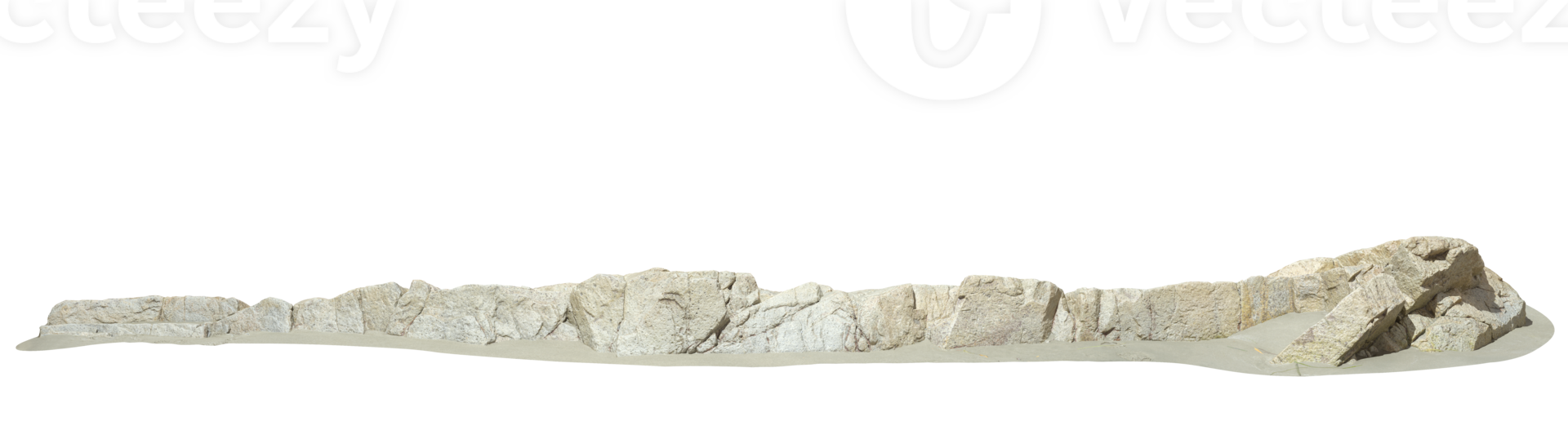 Cut-out beige rock panorama landscaping on transparent backgrounds 3d render png