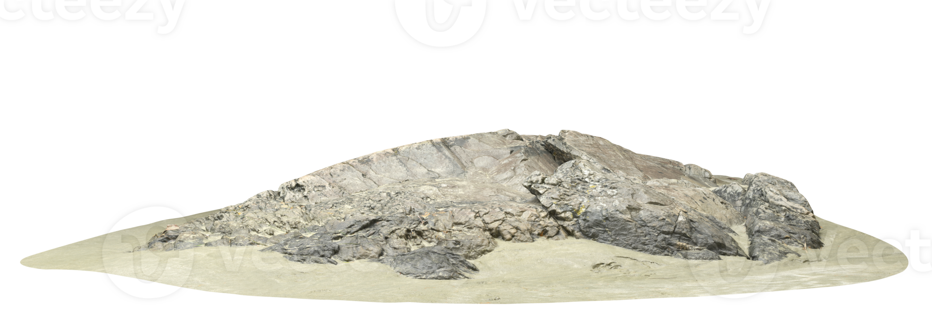 Isolate horizontal desert rock beaches sand landscaped on transparent backgrounds 3d render png