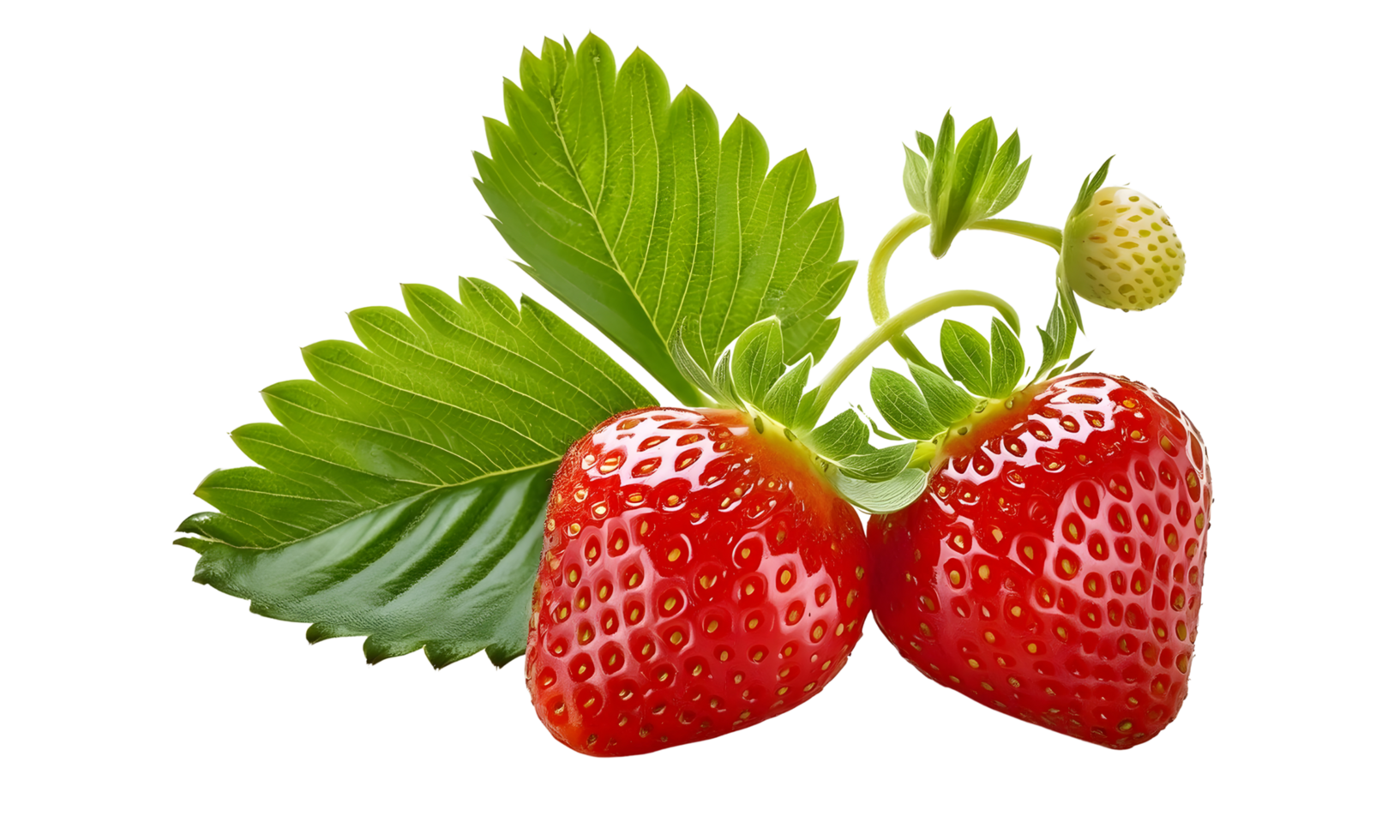Branch of fresh strawberry isolated, group of red strawberry cut out. png