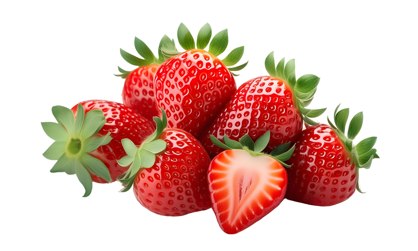 Group of fresh strawberry isolated. red strawberry cut out. png