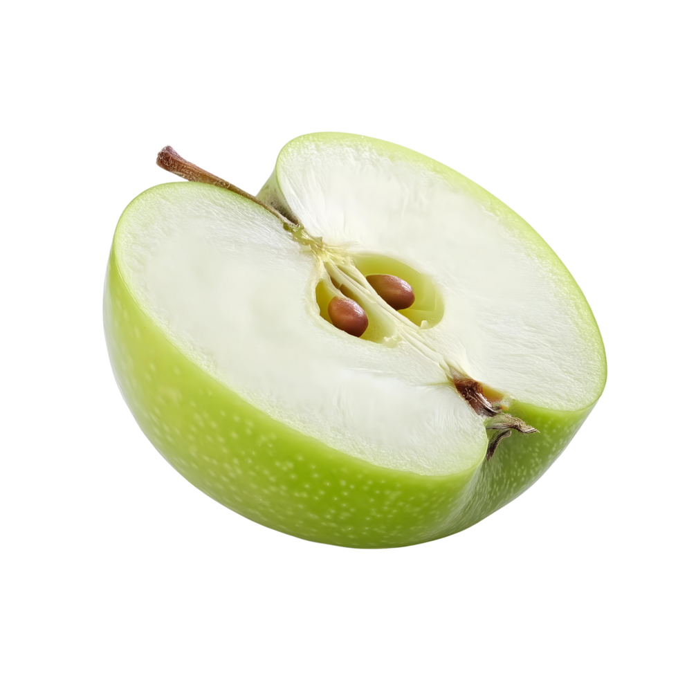 half green apple isolated on transparent. png