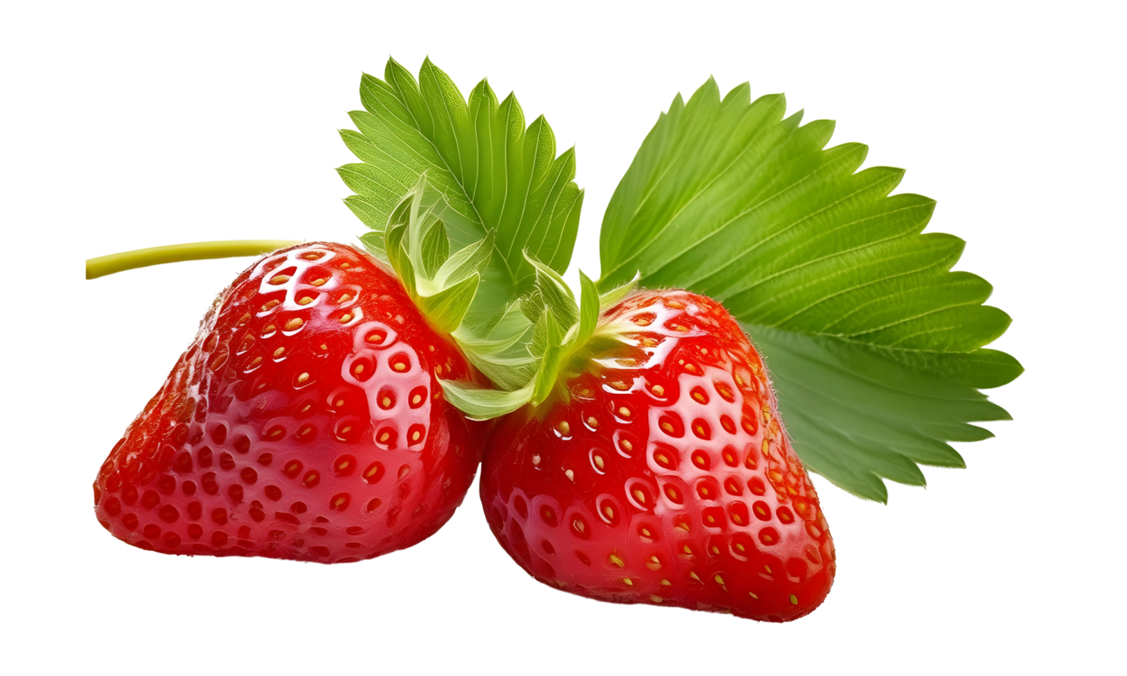 Branch of fresh strawberry isolated, group of red strawberry cut out. png