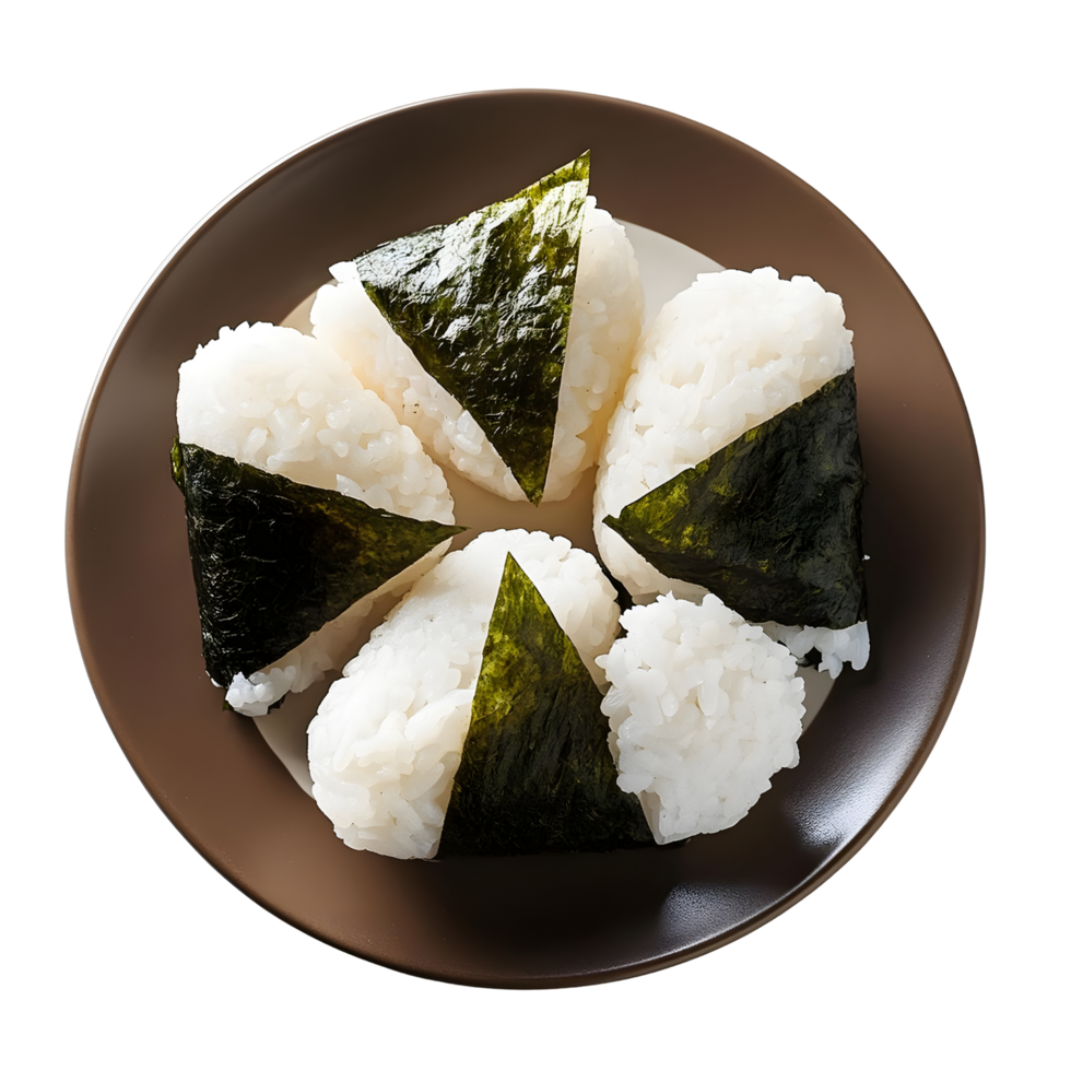 Onigiri on plate. Japan food png